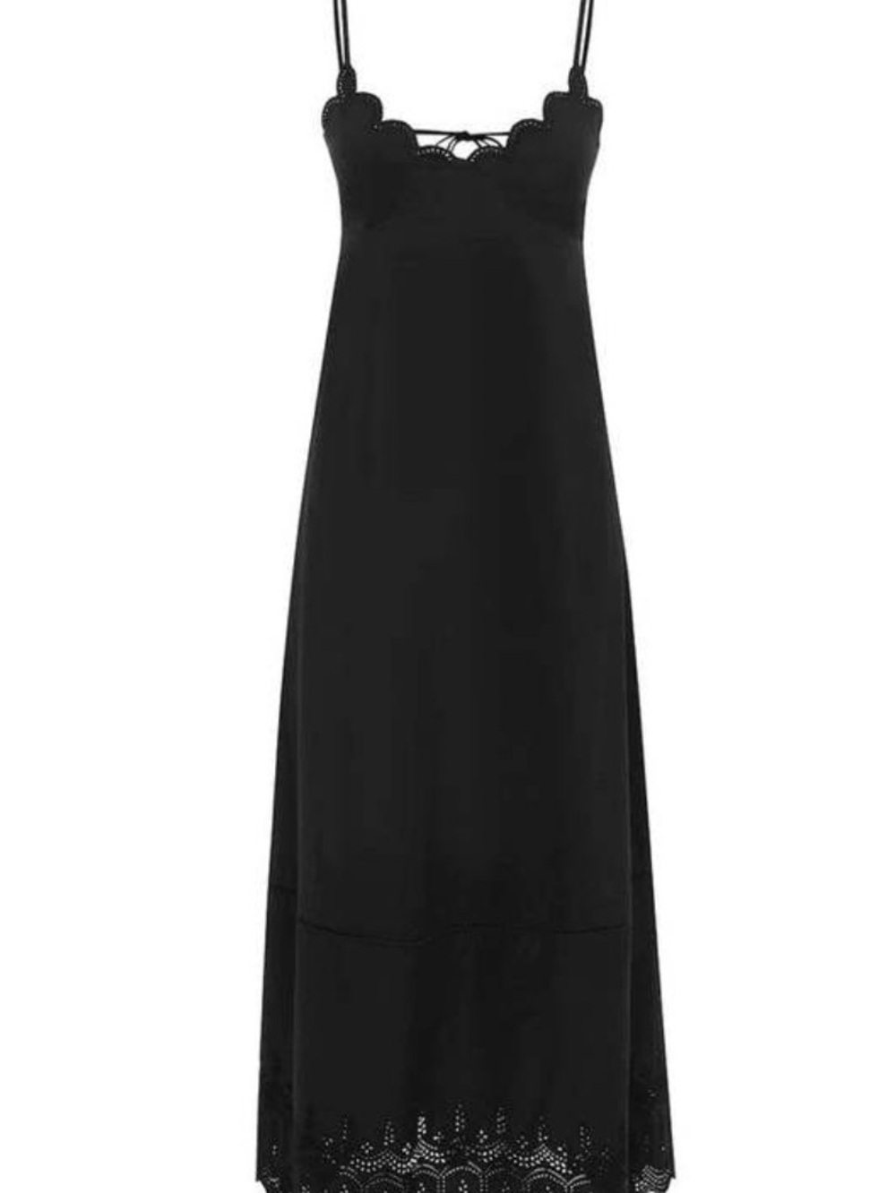 Posse Black Scalloped Lace-Trim Maxi Dress